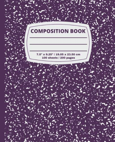 Composition Book: Indigo and White Marble Cover Composition Notebook, College Ruled, 200 pages, 7.5 x 9.25, Book for School and Students for Writing and Journaling