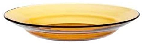Plato hondo de vidrio ámbar, cuenco apilable, mezclas, cocina, repostería, ensaladas, dimensiones 3 x 23 cm (altura x diámetro)