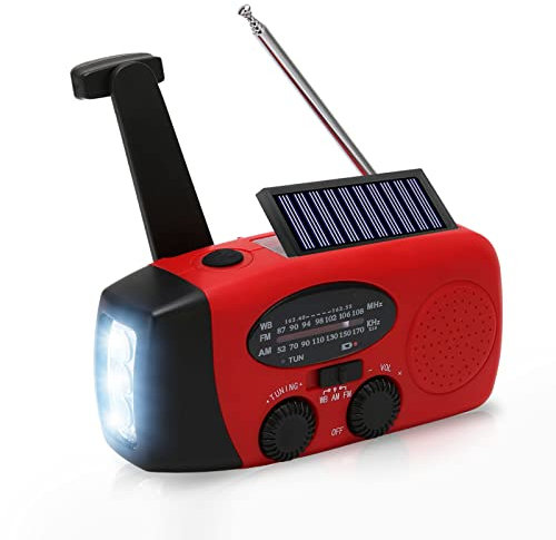 Zunate NOAA Emergency Weather Radio Hand Crank Solar-Powered, USB Charging Survival Radio AM FM Radio with Flashlight, SOS Alarm, Cell Phone Charger for Outdoor, Hiking or Camping