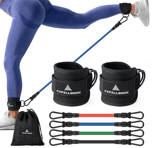 Knöchel-Widerstandsbänder mit Manschetten, Kabelmaschine Knöchelriemen & Widerstandsband für Home & Gym Workout, Knöchelschlauchband mit verstellbaren Riemen, für Booty Workouts - Kickbacks,