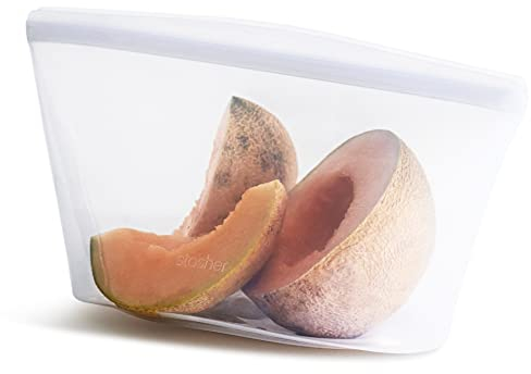 Stasher Premium Silicone Réutilisables Bol Transparent, 8 Tasses, Stockage Alimentaire, Sac à Snacks, Durable, Résistant au Four, Lave-Vaisselle & Congélateur, Écologique, Sans-Fuite, 1893 ml