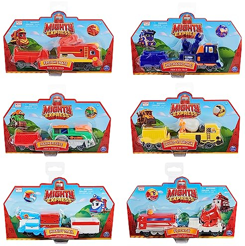 Mighty Express Push-and-Go Zug mit Güterwaggon - acht Verschiedene handbetriebene Zugcharaktere zur TV-Serie in Sortierung, Keine Vorauswahl möglich, 1 Zug im Lieferumfang enthalten, ab 3 Jahren