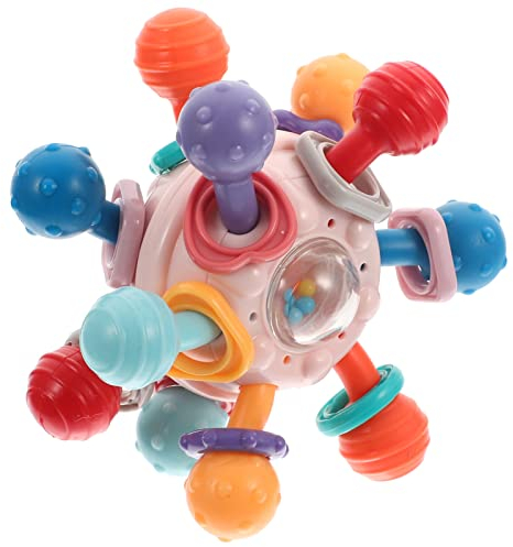ibasenice Manhattan Fangball Klick- Klack- Ball Handgriff Kugel Sensorisches Spielzeug Spielzeugball Kauen Baby Greifball Kinder Rasseln Ball Kleinkind Kochbar Plastik Beißstock