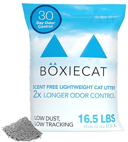 Boxiecat Air Lightweight Premium Clumping Cat Litter -Scent Free- 16.5 lb- Plant-Based Formula- Stays Ultra Clean, Longer Lasting Odor Control, 99.9% Dust Free