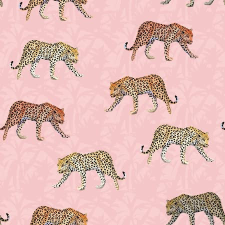adrium AluVerbund-Bild 90 x 90 cm: Illustration Going Leopard Pink Blätter nahtloser Muster(105042646)