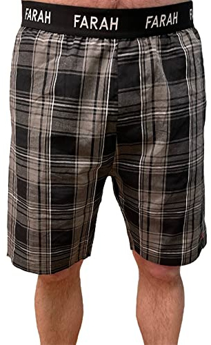 Farah Mens Briggs Checked Joggers Lounge Shorts - Black