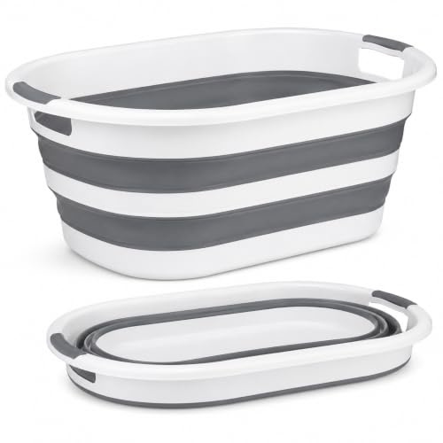 EPISENT Collapsible Laundry Basket 68L Foldable Washing Tub Clothes Hamper | Space saving pop up laundry basket with comfort grip handles for clothes, towels and washing in bathroom, bedroom and home