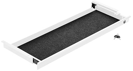CAVO Dokumentenschublade aus Stahl 850 mm weiß, abschließbar, mit Kabeldurchführung, Dokumentensafe für Schreibtische von SOTECH