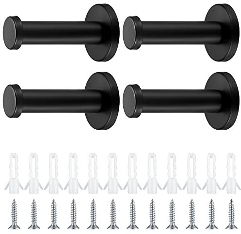 qiwuhai 4 Stk Rund Kleiderhaken Schwarz, Handtuchhaken Edelstahl, Garderobenhaken Wandhaken Metall, Garderobe Haken mit Schrauben für Badezimmer Küche Schlafzimmer Haken (70mm/2.75inch)