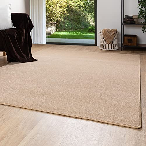 Steffensmeier Kurzflor Teppich Ibiza | Wohnzimmerteppich | Stilvoll | Pflegeleicht | Jugendteppich | Beige, Größe: 280x280 cm