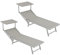 Baroni Home Sonnenliege mit Gestell aus Aluminium und Sonnenschütz, klappbare Liegesthul mit verstellbaren Rückenlehne, bequem und strapazierfähig Gartenliege, 60x190x35 cm (Grau, 2 Stücke)
