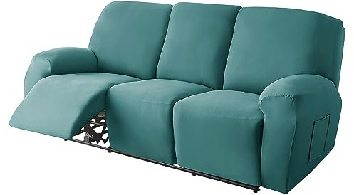 Highdi Stretchhusse für Relaxsessel Komplett Sesselschoner, Stretch Relaxsessel Bezüge - Einfarbig Elastisch Sesselbezug für Fernsehsessel Liege Sessel (Türkis,3 Sitzer)