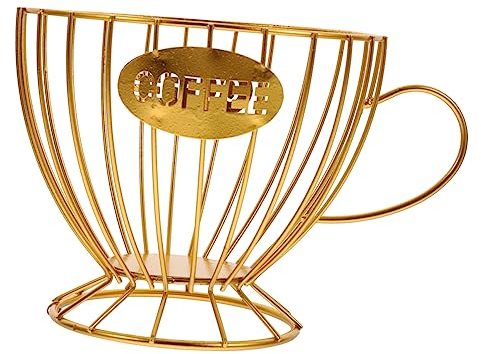 HOMSFOU Round Dinning Table Storage Basket Espresso Cups Espresso Capsules Metal Cups Station Organizer Capsules Container Espresso Organizer Practical Storage Rack Coffee Mug Keeper