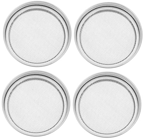 HOMSFOU 4 Stück Jar Sprout Deckel Sprossen-Set Keimgläser Mit Siebdeckel Sprießender Bildschirm Spitzen Deckel Von Bohnensprossengläsern Sprossenmacher Rostfreier Stahl Knospe Filter