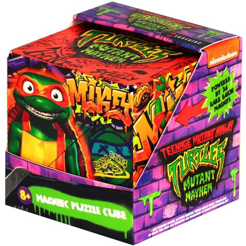 SHASHIBO Teenage Mutant Ninja Turtles Shape Shifting Box - Award-Winning Age 8+, Patented Magnetic Puzzle Cube w/36 Rare Earth Magnets -Fidget Cube Transforms Into Over 70 Shapes (Mikey Series 2)