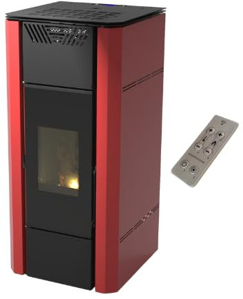 Termostufa Idroventilata Flora 20 Bordeaux 19,27 kW 4 Stelle 188 m2 riscaldabili On Fire Line (Stufa + Telecomando)