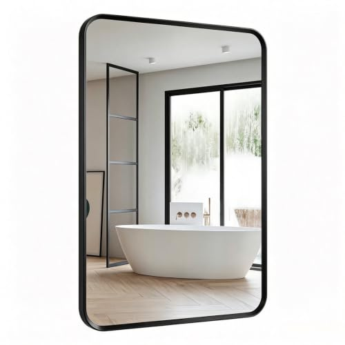 LUMIRRORS® Black Bathroom Mirrors 50x70cm, Rectangular Mirror Wall Mounted