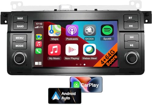 Radio de Coche Android 13 de 7 Pulgadas para BMW Serie 3 E46, Reproductor Multimedia con Bluetooth, Radio Am/FM, Soporta Navegación, Control del Volante, Cámara Trasera (8core 4GB+64GB)