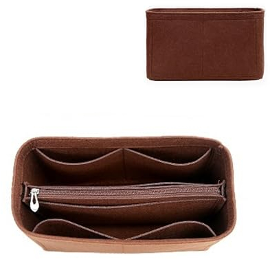 Mausouca Filz-Geldbörsen-Organizer mit Reißverschluss, Taschen-Organizer-Einsatz für Damen, perfekt für die Tragetasche von Neverfull (Kaffee, klein)