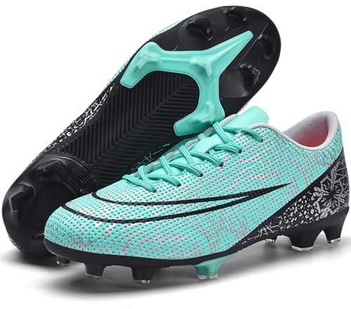 Rokiemen Football Boots Men's Professional Competition Athletics Training Sneakers Breathable Soccer Shoes Outdoor Football Shoes for Teenage Unisex Cyan UK 12