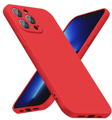 LoeoeL for iPhone 13 Pro Max Phone Case Silicone, Minimalist Ultra Thin Slim Soft Rubber Gel Solid Color Matte TPU Cute Case for Women Men, Girly Plain Aesthetic Design & Camera Cover Protection, Red
