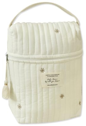 SONARIN Kleine Stickerei Baby Wickeltasche,Stilvolle Baumwolle Windel Aufbewahrungstasche Tragbare Reise Kinderwagen Wickeltasche Babytasche Tragetasche Henkeltaschen(Stern)