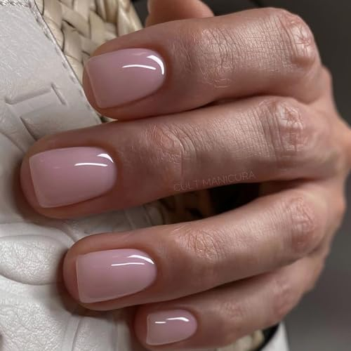 MrCuvaryas Press on Nails Kurz, Square Nägel zum Aufkleben Fake Nails Künstliche Fingernägel mit Nagelkleber, Glossy Einfarbige Kunstnägel zum Aufkleben NailTips für Frauen (Rosa, 24pcs)