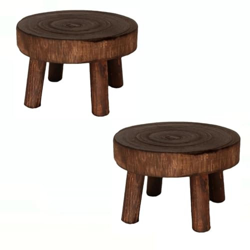 2 Stk Dekorativer Pflanzenständer aus Holz, Mini Multifunktionaler Blumentopfhalter für Heimdekoration, Sukkulenten Blumenregal, Büro Bonsai Topfregal, Bonsai Halter für den Hausgarten (Klein)