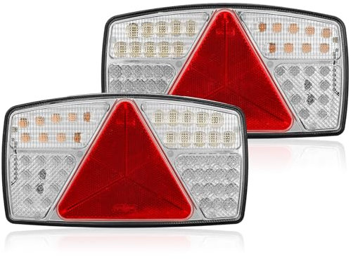 SPARKMOTO 2 x LED Anhänger Rückleuchten, 12V 24V, Mit Gelber Seitenmarkierungsleuchte, Wasserdicht, LED, Für Anhänger, LKW, Transporter, Wohnwagen