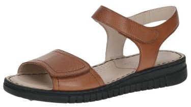 CAPRICE Damen Sandalen flach aus Leder Bequem, Braun (Nut Nappa), 40 EU