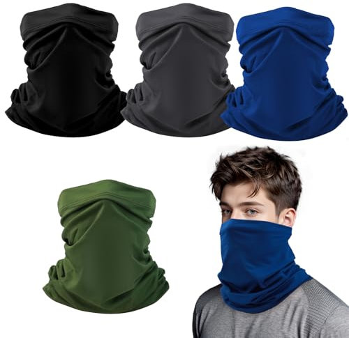 4 Pack Bandana Scarf Set, Neck Gaiter Face Cover, Multifunctional Headwear Face Covering, Elastic Breathable Sports Face Covering, Neck Warmer Snood Winter, Sun Protection Face Cover for Men Women
