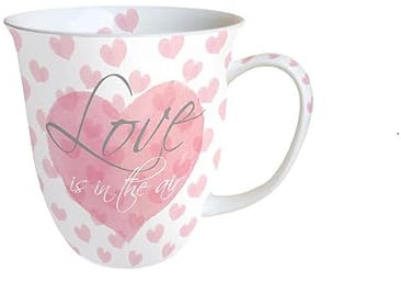 Ambiente Tazza in porcellana Love Letters con cuori rosa, 400 ml