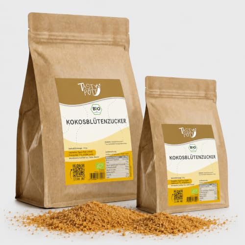 Tasty Pott Bio Kokosblütenzucker I Vegane Ernährung I Brauner Zucker I Blütenzucker I Vegan I Zum Backen und Süßen I Zuckeralternative I Niedriger GI I Suggar I Im Beutel 1000g (2x1000g)