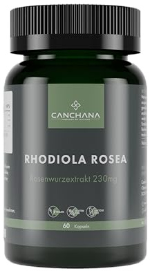 Canchana Rhodiola Rosea capsules, 230 mg rose root extract, adaptogen for stress relief and increased endurance, 60 pieces