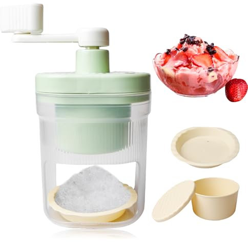PORFOYO Tritaghiaccio Manuale,Tritaghiaccio Rotante Manuale con Ciotola di Ghiaccio Ghiacciato E Sabbiera,Rasoio Macchina per Cono di Neve,Ice Cube Crusher per Ghiaccio,Bar,Ristoranti