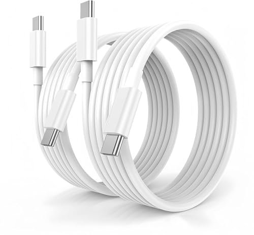 SofaHeaven Type C to Type C Charging Cable 2-PACK Compatible with iPhone 15, MacBook Pro 2020, iPad Pro, iPad Air 4, Galaxy S20, S23, S24, Google, Huawei