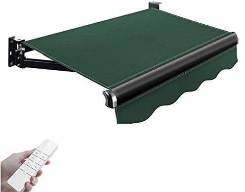 Tenda da sole elettrica retrattile per esterni, con telecomando e manovella manuale, riparo per porte e finestre, verde, 3 x 2,5 m
