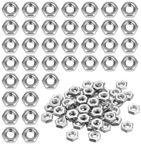Set di 100 Dadi esagonali M10, in Acciaio Inox, Dado Esagonale Acciaio Zincato con Filettatura Fine Dado Esagonali Zincati Piatti Dadi Filettati Adatti, per Viti, Bulloni Filettati e Barre Filettate