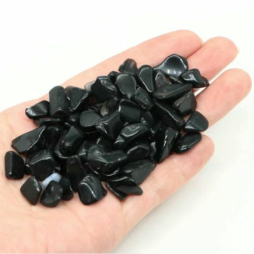 Agate naturelle, gravier, pierre roulée, minerai de guérison Reiki, spécimen minéral, décoration d'aquarium, obsidienne noire, 100 g
