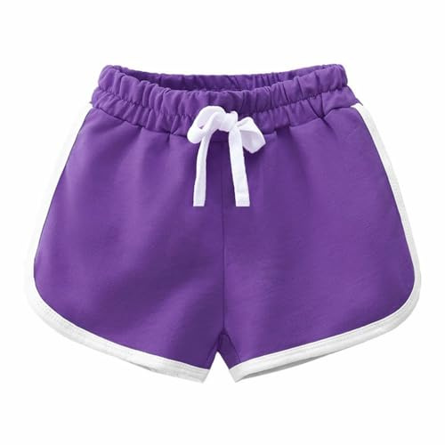YAQUEKOU Short court pour fille et garçon - Short de sport en coton - Short pour enfants - Short court pour adolescent et fille - Short de cyclisme d'été pour la gym - 2 à 15 ans, lilas, 13-15 ans