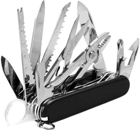 NHQZ Couteau de poche 9 x 2,3 x 3,1 cm, couteau multifonction, couteau de poche multifonctionnel, couteau multifonction 17 fonctions, mini couteau porte-clés (noir)