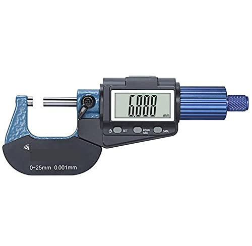 Bügelmessschraube, 0,001mm Elektronisches Außendurchmesser 0-25-50-75-100mm Digital-Mikrometer-Messgerät Maßnahme Bluetooth-kompatible Datenübertragung, Hohe Präzision(0-25mm)
