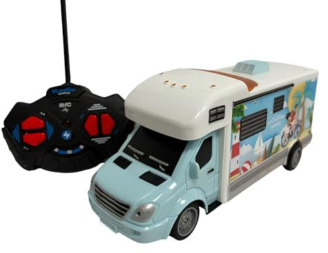 Camper Giocattolo Telecomandato con Luci Scala 1:32 per Bambini Motorhome Radiocomando Camion Telecomandato con Luci Ruote Gommate Modellino Camper Touringcar Auto Caravan Roulotte Giocattolo Pulmino