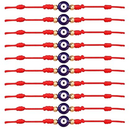 YAOYYG 9 Pièces Bracelet Mauvais Œil, Bracelet Porte - Bonheur Rouge, Evil Eye, Réglable Sangle Tressée À La Main, Cadeaux pour Parents ou Etre Aimé