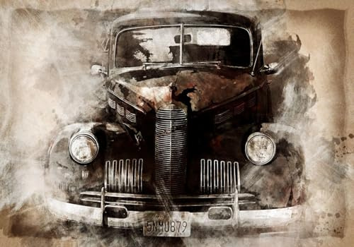 CLVIUJLBKLKSDD Fototapete 3D Effekt Retro Oldtimer 150cmx105cm | Nostalgie Schlafzimmer Wohnzimmer Wanddeko, Wandbild, Wandtapete