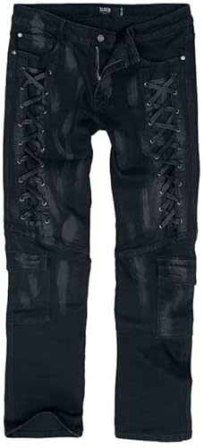 Black Premium by EMP Herren Schwarze Slim Cargo Jeans mit Schnürung