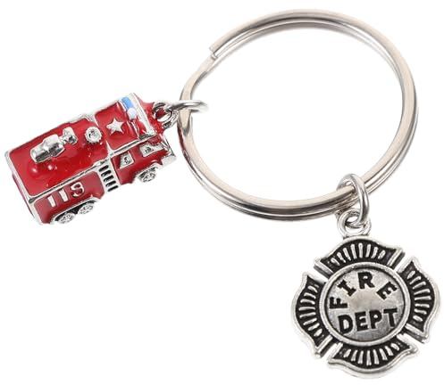 AUTSUPPL Feuerwehr Schlüsselanhänger aus Metall Zarter Handtaschenanhänger mit Feuerwehrauto Motiv Leicht und Dekorativ Geschenk für Feuerwehrleute