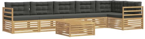 vidaXL Outdoor-Sofagarnitur 7 pcs Weiß und Anthrazit Polyester, Lounge-Sofa für die Terrasse, modernes, wetterfestes Gartenmöbel-Set für Bequeme Sitzgelegenheiten