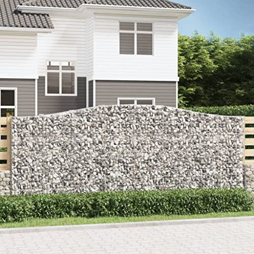 YuuSsea Gabions with High Arch, Pack of 9, 400 x 50 x 160/180 cm, Galvanised Iron, Robust Garden Fence, Gabion Baskets, Weatherproof Plant Pot for Patio, Balcony, Outdoor, Decorative Privacy Screen