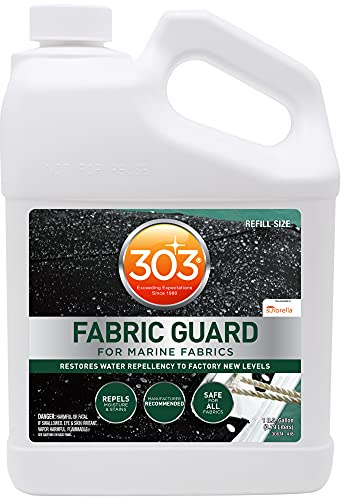 303 Products Marine Fabric Guard, Water Repellent Fabric Protector for Boat Covers, Canvas & Marine Fabrics – Restores Water & Stain Resistance, Safe for All Fabrics, 1 Gallon